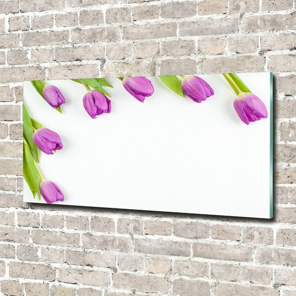 Moderní skleněný obraz z fotografie Fialové tulipány osh-78573099