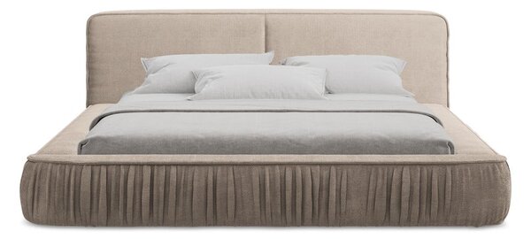 Béžová čalouněná dvoulůžková postel s úložným prostorem s roštem 180x200 cm Keoni – Makamii