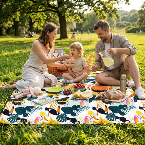Pikniková deka 200x150 cm SPRINGOS PM042 tropický vzor