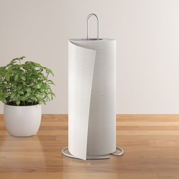 Ocelový stojan na papírové utěrky v leskle stříbrné barvě ø 14 cm Luxy – Metaltex