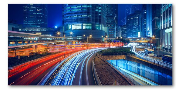 Foto-obraz fotografie na skle Noční Hongkong osh-79070219