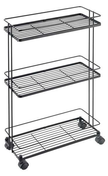 Matně černý ocelový pojízdný regál 38x62x16 cm Lava – Metaltex