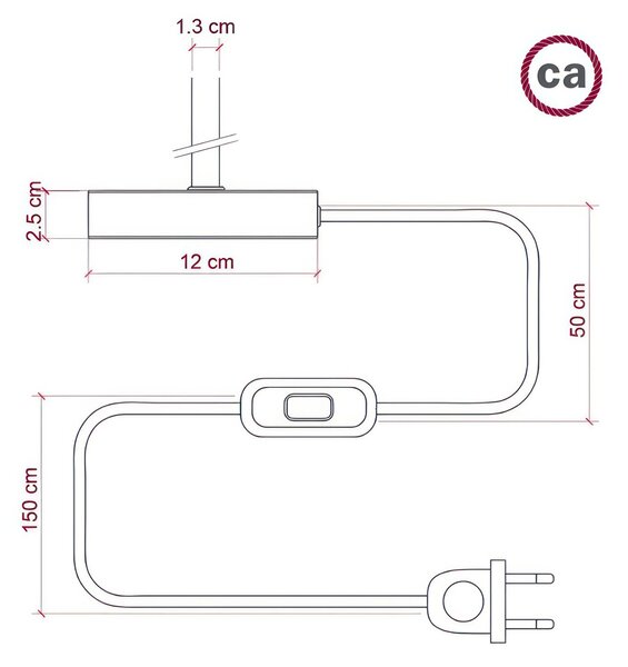 Creative cables Alzaluce se stínidlem Impero, kovová stolní lampa se zástrčkou, kabelem a vypínačem Velikost: 10 cm, Barva: Matná měď-světlá juta