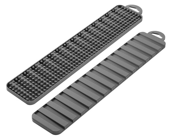 Šedá plastová odkapávací podložka na nádobí 42x8 cm Gravity – Metaltex