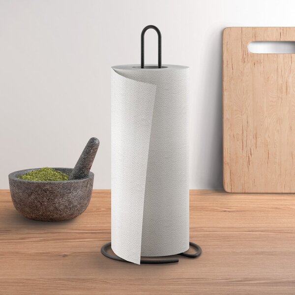Matně černý ocelový stojan na papírové utěrky ø 14 cm Lava – Metaltex
