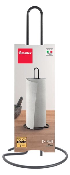 Matně černý ocelový stojan na papírové utěrky ø 14 cm Lava – Metaltex