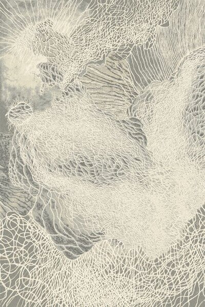 Agnella moderní vlněný koberec Isfahan Dew Len Abstraktní béžový šedý Rozměr: 133x180 cm