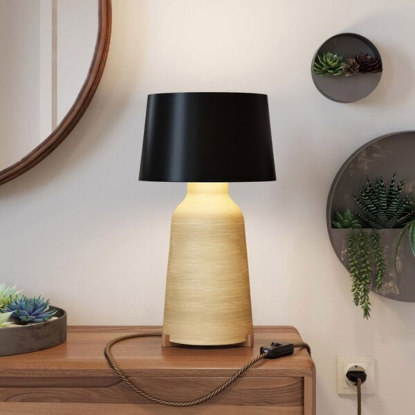 Creative cables Keramická stolní lampa bottiglia se stínidlem Athena, s textilním kabelem, vypínačem a dvoupólovou zástrčkou Barva: Zelená strukturovaná-bílá