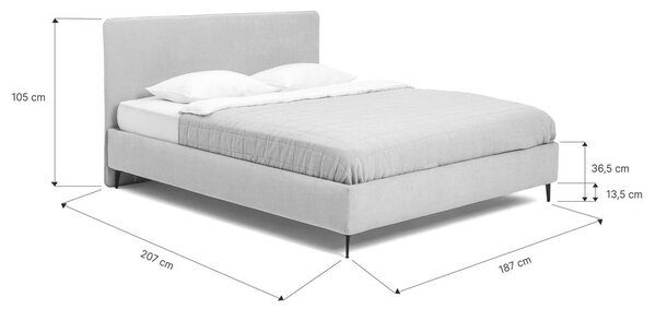 Čalouněná dvoulůžková postel taupe s roštem 180x200 cm Noira Slim – Bonami Selection