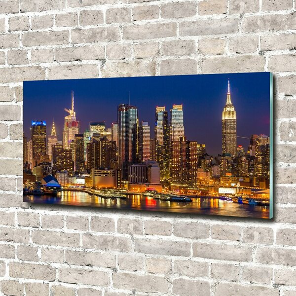 Foto obraz sklo tvrzené Manhattan noc osh-79599007