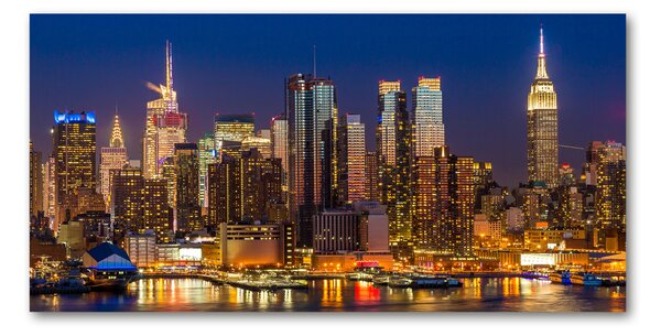 Foto obraz sklo tvrzené Manhattan noc osh-79599007