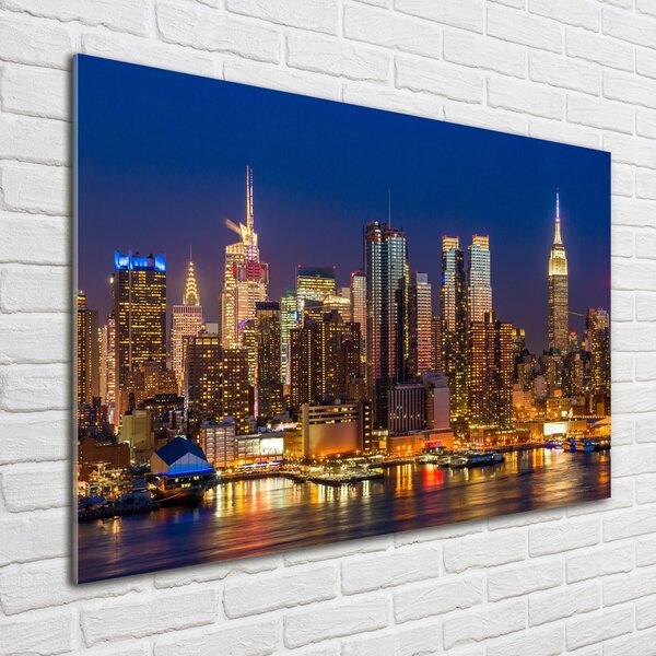 Foto obraz sklo tvrzené Manhattan noc osh-79599007