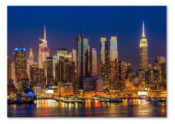 Foto obraz sklo tvrzené Manhattan noc osh-79599007