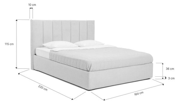 Šedá čalouněná dvoulůžková postel s úložným prostorem s roštem 160x200 cm Thessa Bold Line – Bonami Selection