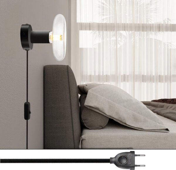 Creative cables Spostaluce, nástěnná kovová lampa s vypínačem a zástrčkou Barva: Bílá