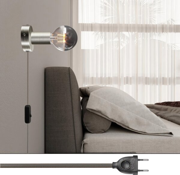 Creative cables Spostaluce, nástěnná kovová lampa s vypínačem a zástrčkou Barva: Bílá