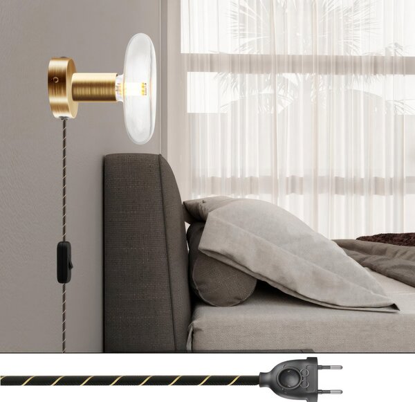 Creative cables Spostaluce, nástěnná kovová lampa s vypínačem a zástrčkou Barva: Bílá