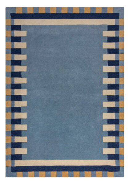 Modrý ručně tkaný vlněný koberec 120x170 cm Kai Wool Border – Flair Rugs