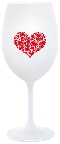 SRDCE - bílá vtipná sklenička na víno 350 ml