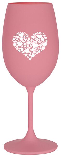 SRDCE - růžová vtipná sklenička na víno 350 ml