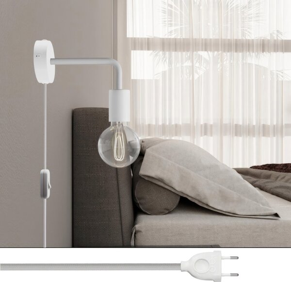 Creative cables Spostaluce, nástěnná kovová lampa s prodloužením do tvaru l s vypínačem a zástrčkou Barva: Matná měď