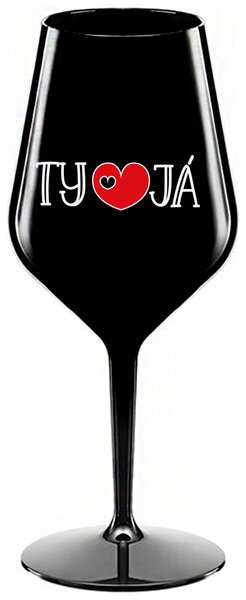 TY A JÁ - černá nerozbitná sklenička na víno 470 ml