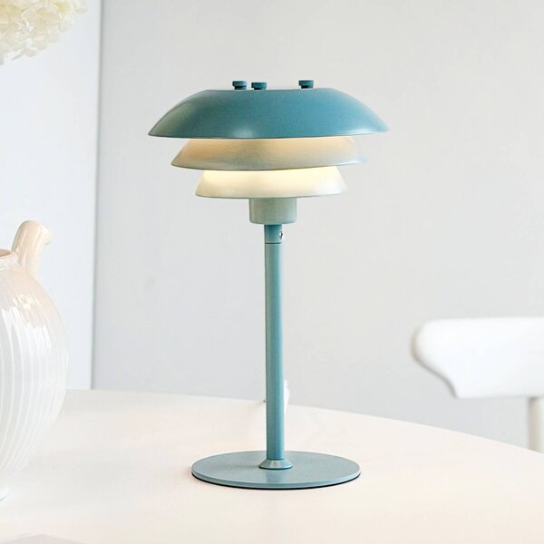 Dyberg Larsen Stolní lampa SIXTEEN, ledově modrá, kov, E27, Modrá, Obývací pokoj / jídelna, kov, Skandinávský