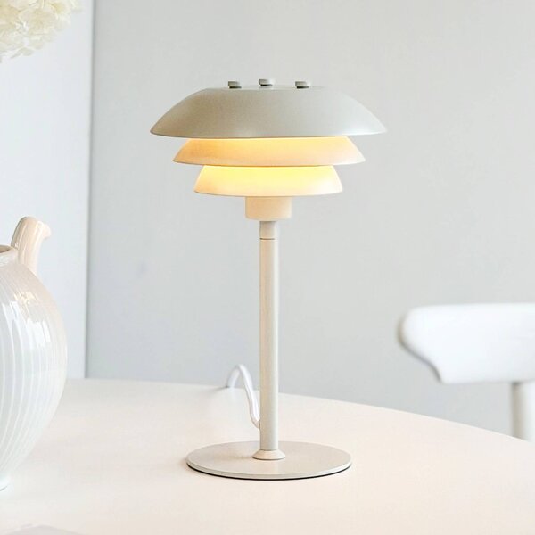 Dyberg Larsen Stolní lampa SIXTEEN, perlově bílá, kov, E27, Bílá / opál, Obývací pokoj / jídelna, kov, Skandinávský