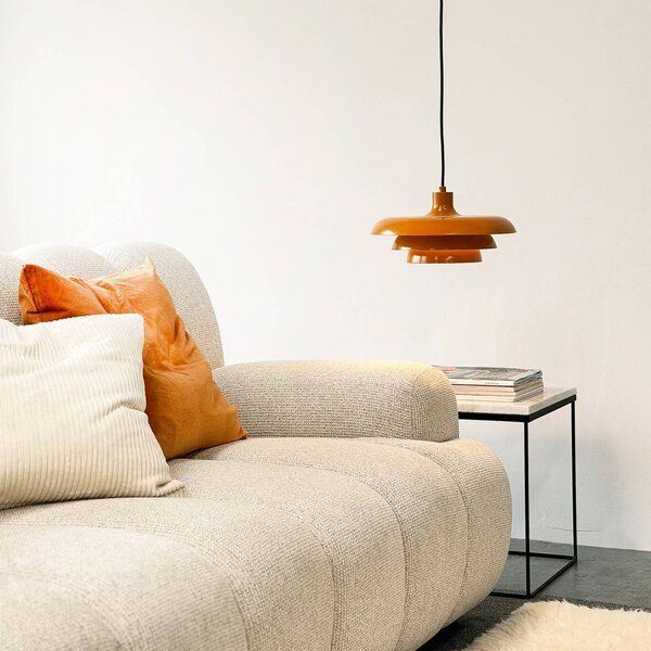 Dyberg Larsen Závěsné světlo Ava, kari žlutá, kov, Ø 31 cm, stmívatelný, Žlutá / oranžová, Obývací pokoj / jídelna, kov, Design