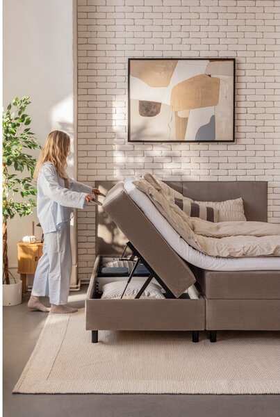 Boxspring postel taupe s úložným prostorem 160x200 cm Elva Bold – Bonami Selection