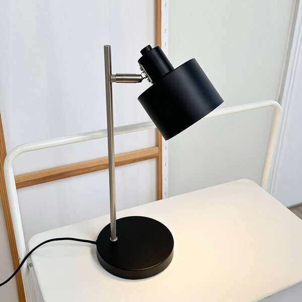 Dyberg Larsen Stolní lampa Ocean, černá/ocelová, výška 43 cm, Černá, Obývací pokoj / jídelna, kov, Skandinávský