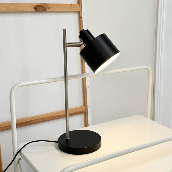 Dyberg Larsen Stolní lampa Ocean, černá/ocelová, výška 43 cm, Černá, Obývací pokoj / jídelna, kov, Skandinávský
