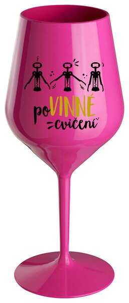 POVINNÉ CVIČENÍ - růžová nerozbitná sklenička na víno 470 ml -