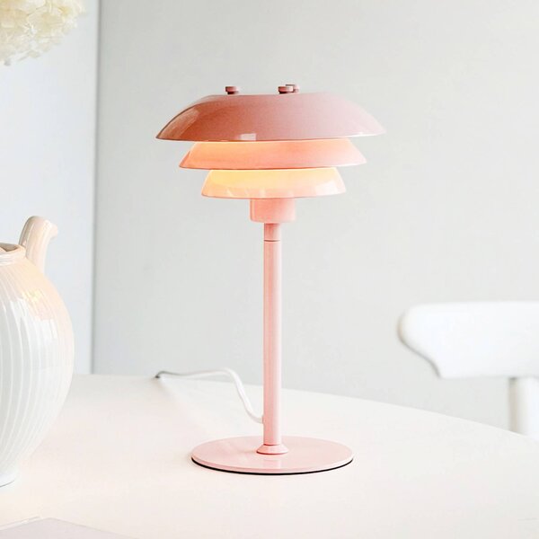 Dyberg Larsen Stolní lampa SIXTEEN, růžová, kov, E27, Fialová / růžová / barva růže, Obývací pokoj / jídelna, kov, Skandinávský