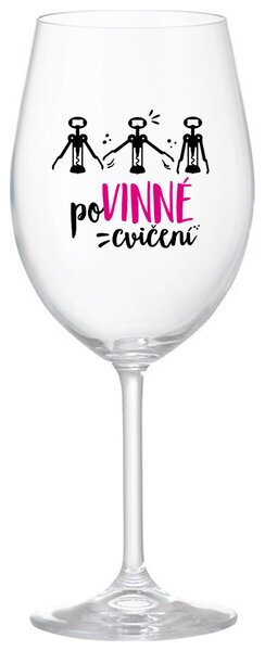 POVINNÉ CVIČENÍ - čirá sklenice na víno s potiskem 350 ml