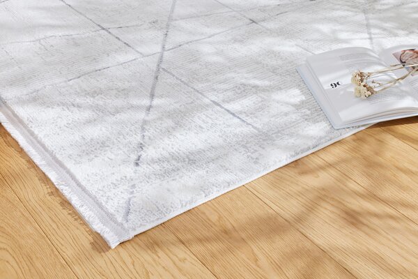 Makro Abra Kusový koberec Luna I Net Geometrický šedý krémový Rozměr: 80x150 cm