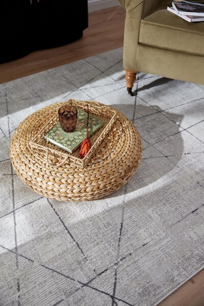 Makro Abra Kusový koberec Luna I Net Geometrický šedý krémový Rozměr: 80x150 cm