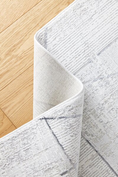 Makro Abra Kusový koberec Luna I Net Geometrický šedý krémový Rozměr: 80x150 cm