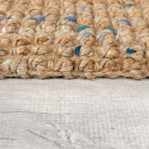 Ručně tkaný jutový běhoun v modro-přírodní barvě 60x300 cm Jute Boucle Blue – Flair Rugs