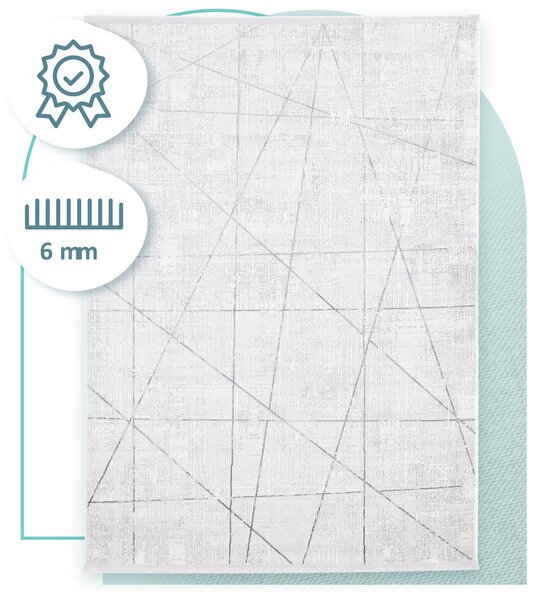 Makro Abra Kusový koberec Luna I Net Geometrický šedý krémový Rozměr: 80x150 cm