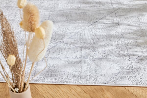 Makro Abra Kusový koberec Luna I Net Geometrický šedý krémový Rozměr: 80x150 cm