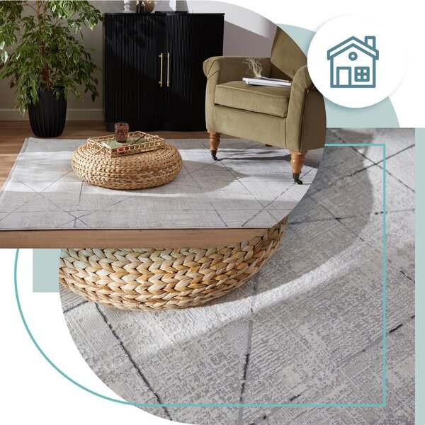 Makro Abra Kusový koberec Luna I Net Geometrický šedý krémový Rozměr: 80x150 cm