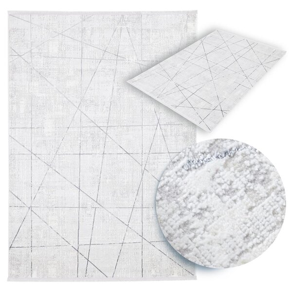 Makro Abra Kusový koberec Luna I Net Geometrický šedý krémový Rozměr: 80x150 cm