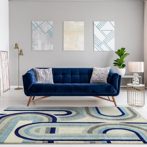 Šedo-modrý koberec 80x150 cm Nova Retro Blue – Asiatic Carpets