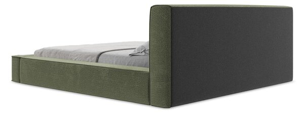 Zelená čalouněná dvoulůžková postel s úložným prostorem s roštem 180x200 cm Noho – Makamii