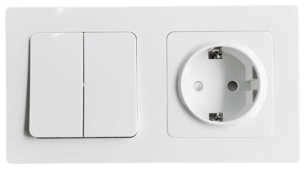 Aigostar - Dvojitý vypínač č. 1 a zásuvka SCHUKO 250V s rámečkem bílá