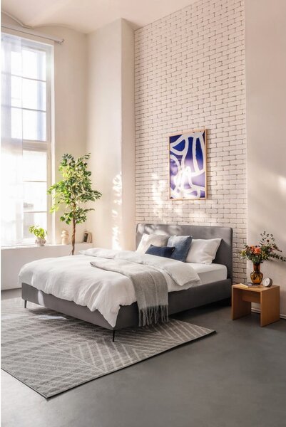 Šedá čalouněná dvoulůžková postel s roštem 160x200 cm Noira Slim – Bonami Selection