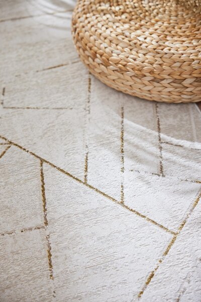 Makro Abra Kusový koberec Luna I Reto Geometrický krémový béžový Rozměr: 80x150 cm