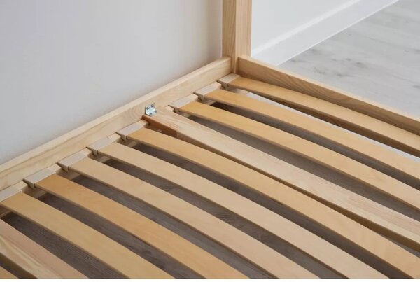 Patrová dětská postel s výsuvným lůžkem s úložným prostorem s roštem v přírodní barvě 90x200 cm CLPBN – Adeko