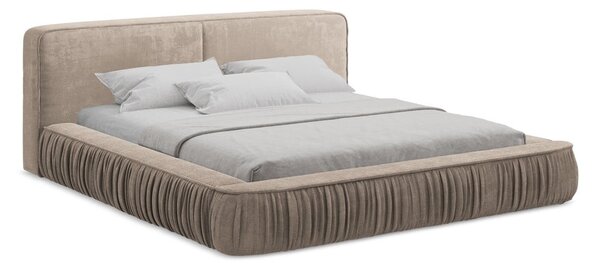 Béžová čalouněná dvoulůžková postel s úložným prostorem s roštem 180x200 cm Keoni – Makamii